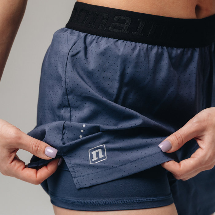 Шорты для бега женские NONAME Speed Tech 2IN1 (темно-синий)