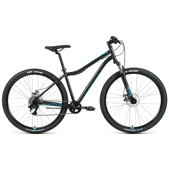 Велосипед FORWARD Sporting 29 2.2 D (черный/бирюзовый) (2022)
