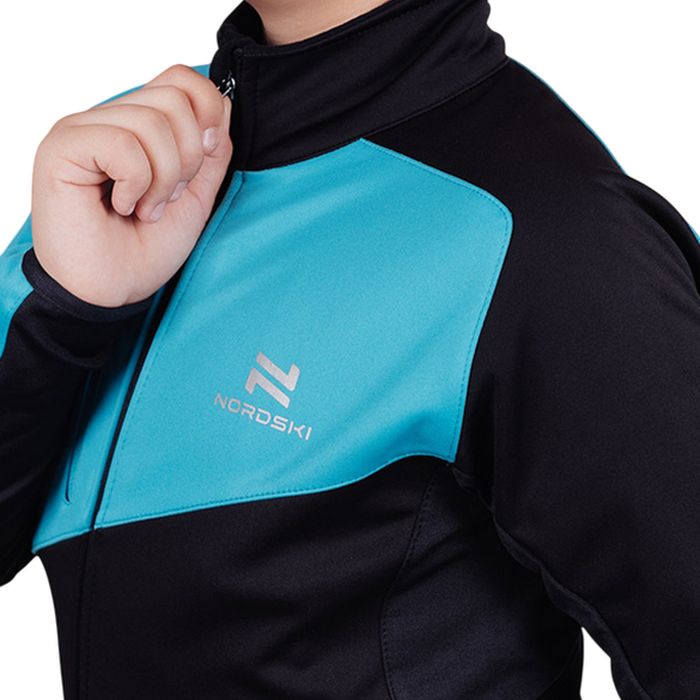 Куртка разминочная Jr. NORDSKI Premium (черный/голубой)
