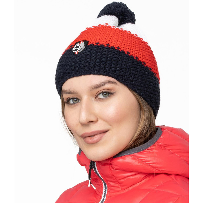 Шапка вязаная GTS Corn Knit 3 полоски (черный/красный)