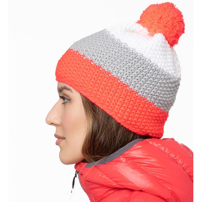 Шапка вязаная GTS Corn Knit 3 полоски (розовый/серый)