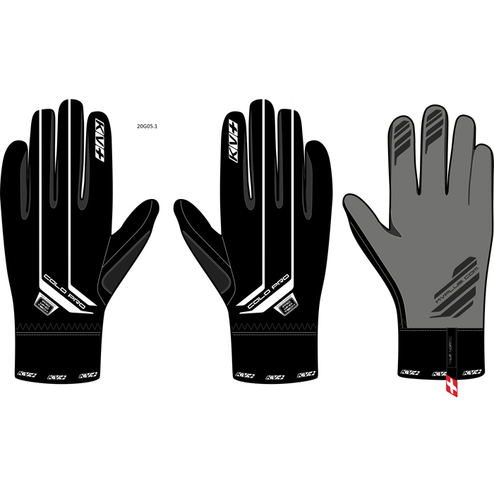 Перчатки лыжные KV+ Cold Pro (pro-wind-tech, without flap) (черный)