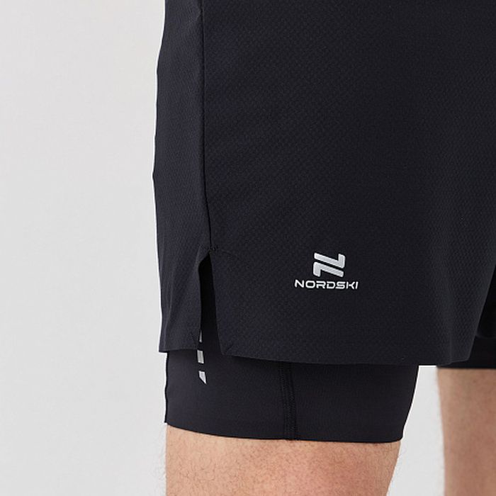 Шорты с лосинами для бега NORDSKI Stayer (черный)