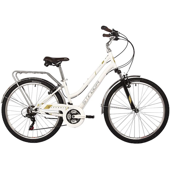 Велосипед STINGER Victoria 26", Steel, V-Brake, 18-Speed (белый) (2022)