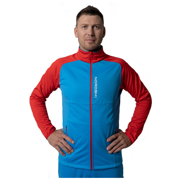Куртка разминочная NORDSKI Premium (красный/голубой)