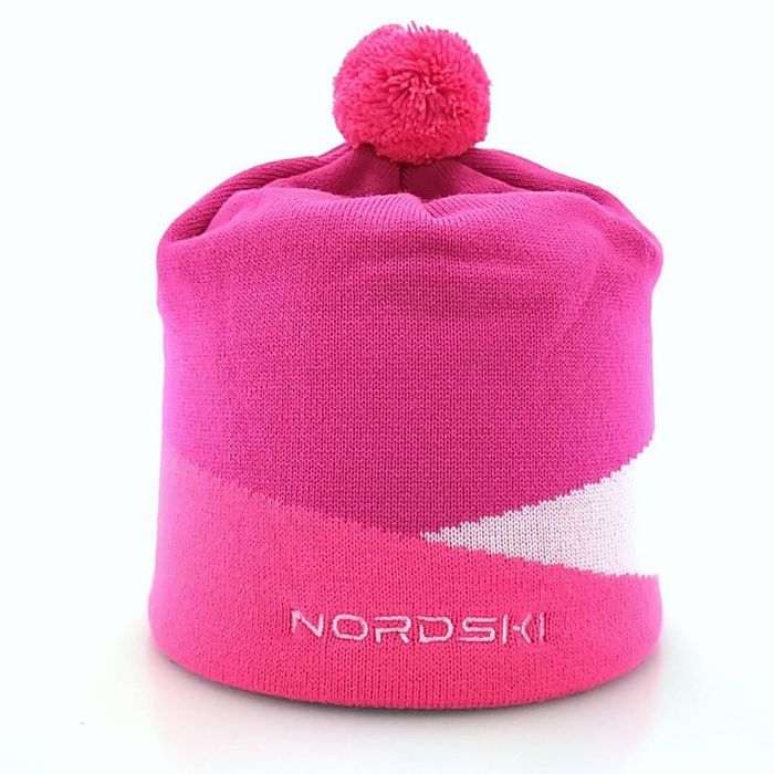 Шапка вязаная NORDSKI Line (розовый/белый)